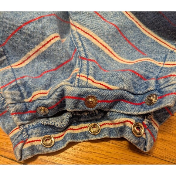 Vintage Healthtex Size 3T Striped Denim Overalls Romper 100% Cotton Made in USA - Picture 10 of 10